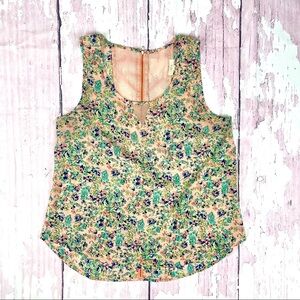 Floral Hi-low Zipper Tank Top
